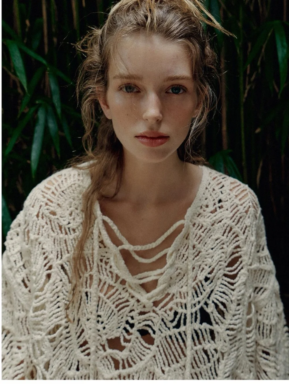 Zara Open-Knit Tassel Dress in Ecru features a distinct crochet pattern